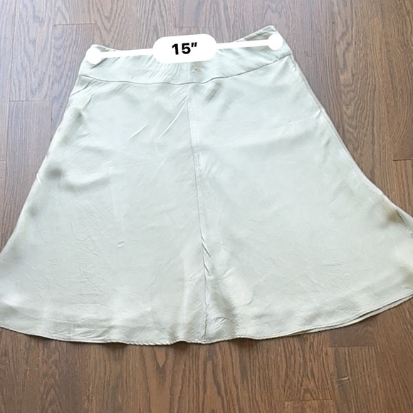 shin Choi Teal 100% Silk Wrap Skirt academia romantic elegant  6 A13 - Picture 4 of 6